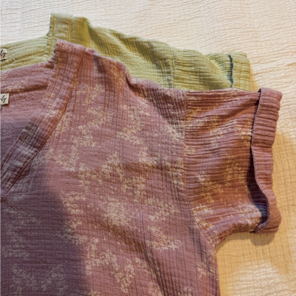 Wonderly Sage Green And Pink Floral Tunic Dress Lot Of Two Crinkled Size Large - Picture 5 of 14